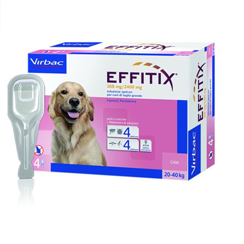 Effitix Spot-On Soluzione per Cani 4 Pipette da 4,40ml 20-40kg