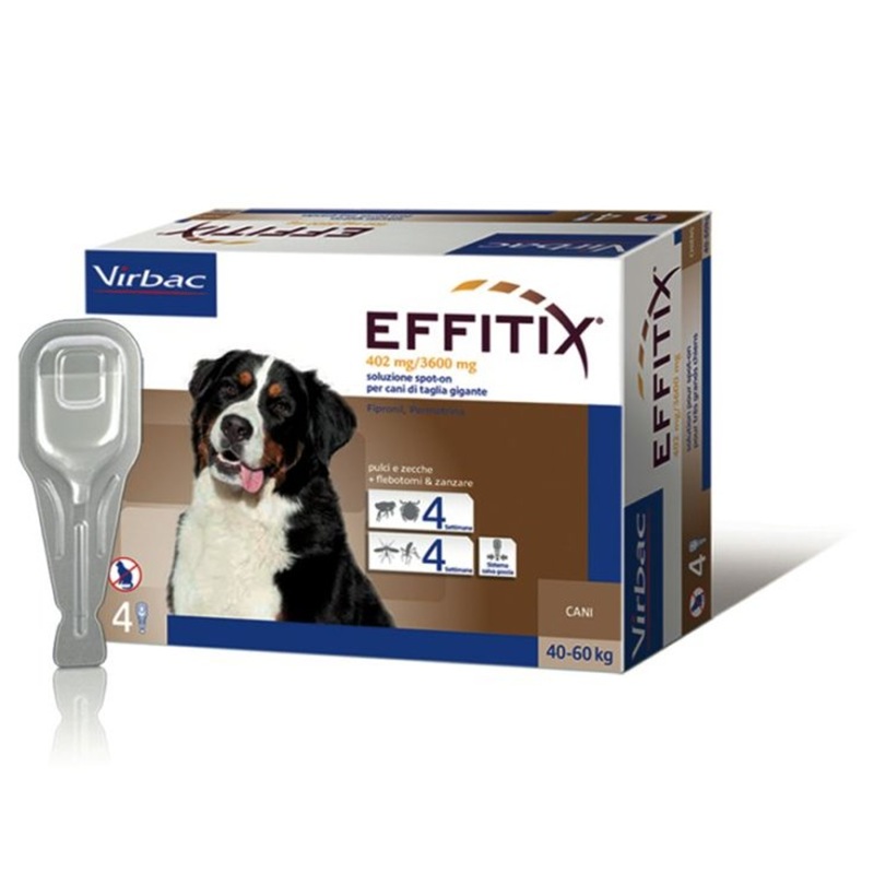 Verbac Effitix Spot-On Soluzione per Cani 4 Pipette da 6,60ml 40-60kg