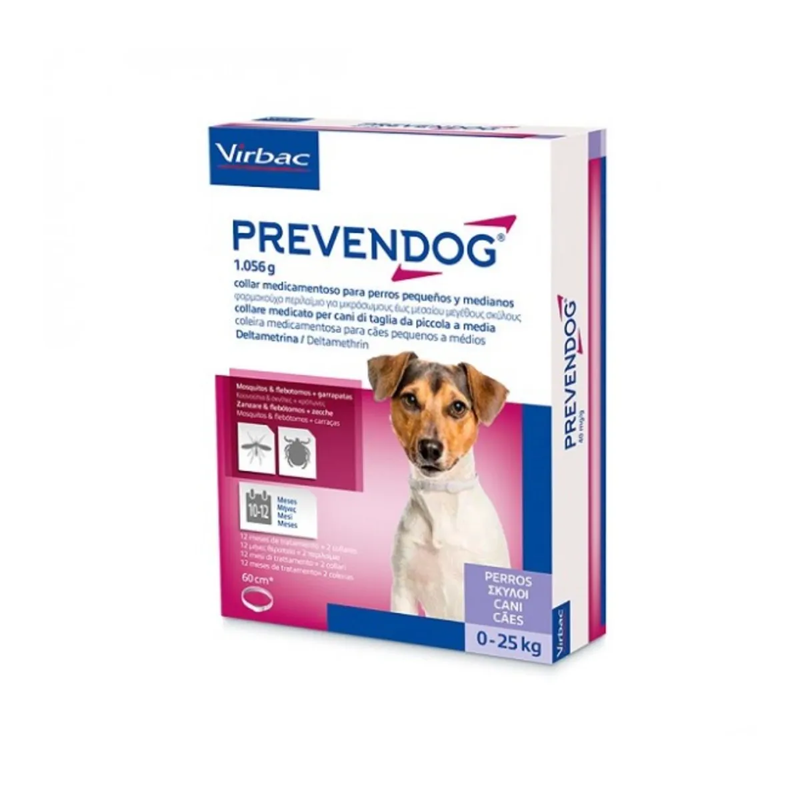 Virbac Prevendog antiparassitario per cane confezione da 2 collari da 0-25KG (60CM)